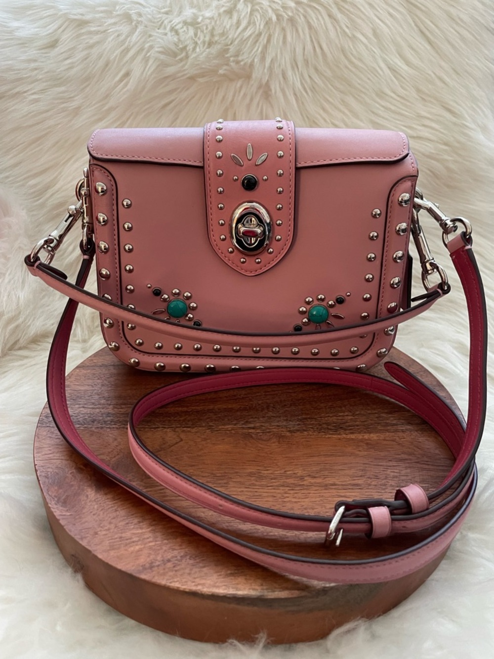 COACH Page Dusty Rose Glovetanned Leather Western Rivet 2 Way Bag